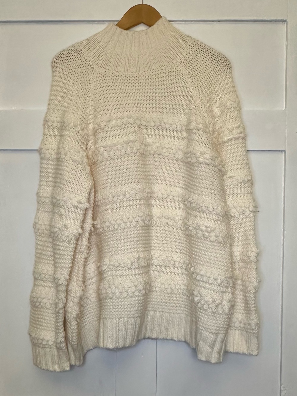 Lou & Grey Cream Textured Turtleneck Sweater Raglan Sleeves Women’s XL NWT